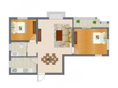 2室2厅 99.42平米户型图