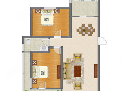 2室2厅 113.00平米户型图