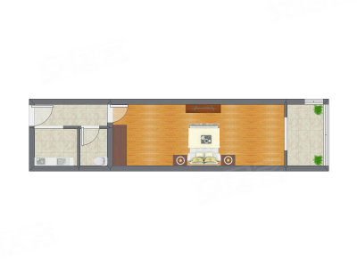 1室0厅 48.80平米户型图