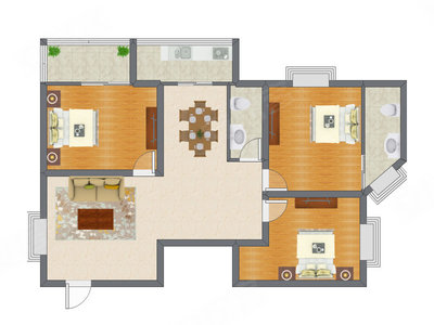 3室2厅 121.50平米