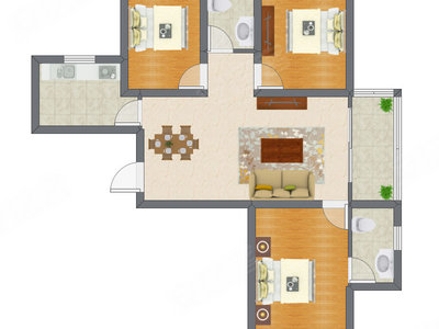 3室2厅 81.50平米户型图