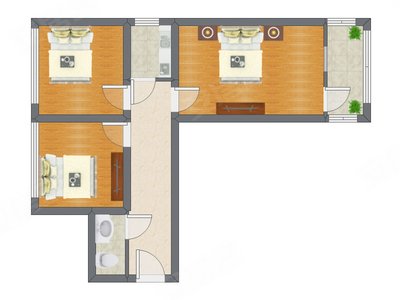 3室1厅 57.00平米