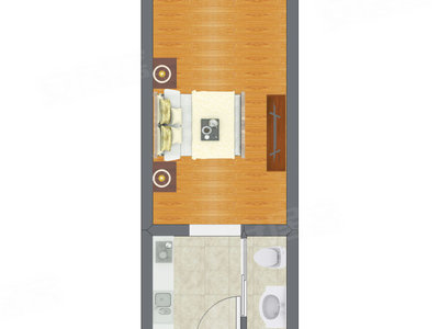 1室1厅 18.58平米户型图