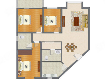 3室2厅 113.99平米户型图