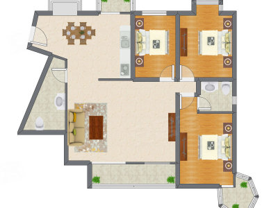 3室2厅 150.77平米