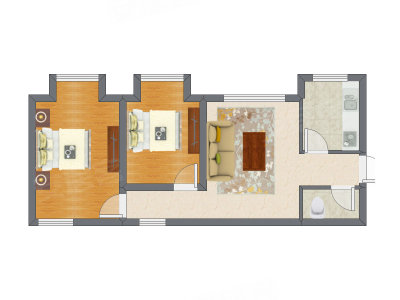 2室1厅 70.52平米户型图