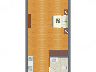 1室0厅 40.32平米户型图