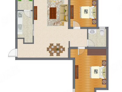 2室2厅 84.50平米
