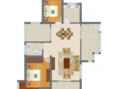 2室2厅 97.69平米户型图