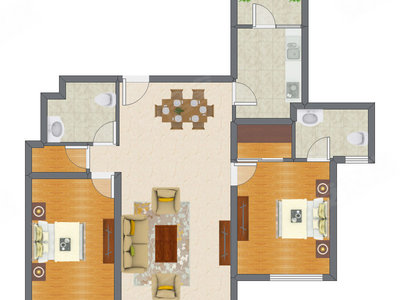 2室2厅 116.00平米