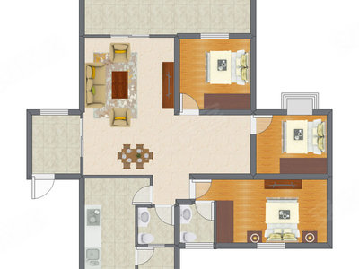 3室2厅 96.22平米