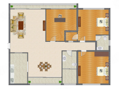 3室2厅 219.00平米户型图