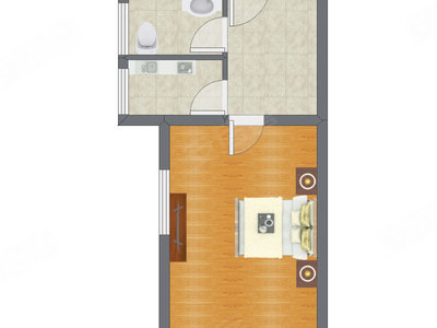 1室0厅 51.43平米户型图