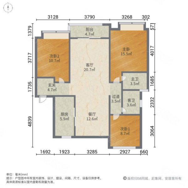 一品滨江湾(东区)3室2厅2卫121.16㎡南北446万