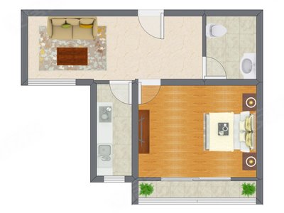 1室1厅 33.00平米