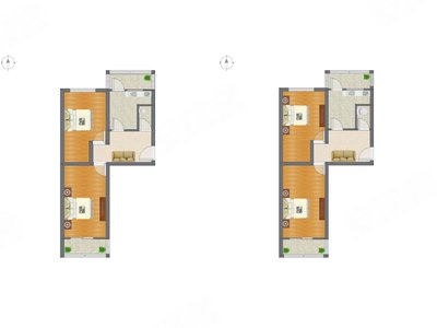 2室1厅 62.45平米