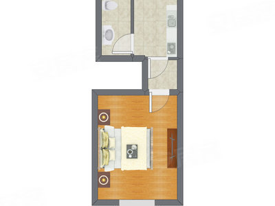 1室0厅 38.14平米户型图