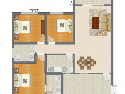 3室2厅 121.34平米