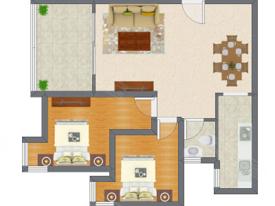2室2厅 79.56平米户型图