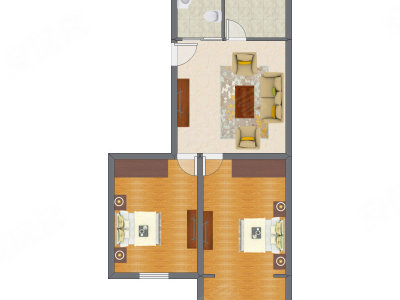 2室1厅 65.99平米