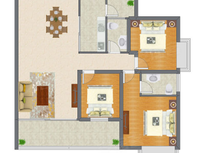 3室2厅 110.89平米户型图