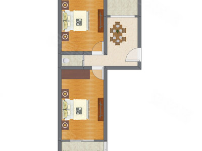 2室1厅 58.64平米户型图