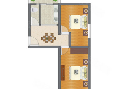 2室1厅 56.90平米
