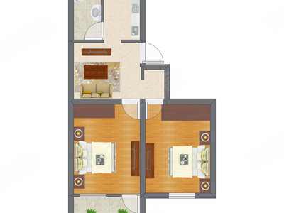 2室1厅 41.30平米户型图