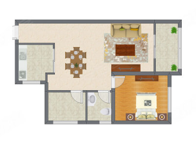 2室2厅 59.46平米