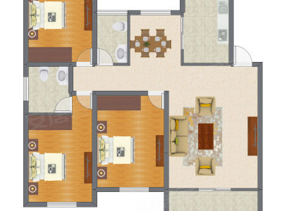 3室1厅 105.35平米