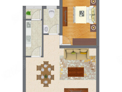 1室2厅 40.20平米户型图
