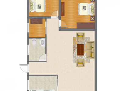 2室2厅 89.17平米户型图
