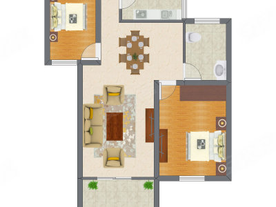 2室2厅 89.04平米户型图