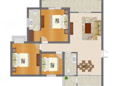 3室2厅 120.59平米户型图