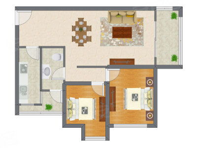 2室2厅 81.80平米户型图