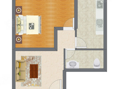 1室1厅 59.44平米户型图