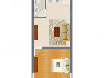 1室1厅 38.31平米