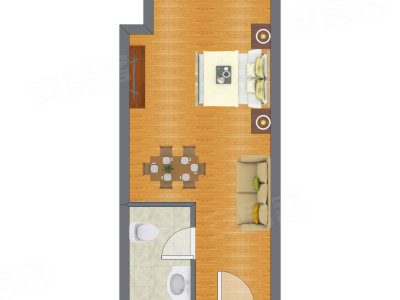 1室1厅 36.82平米户型图