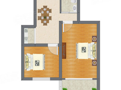 2室1厅 53.14平米户型图