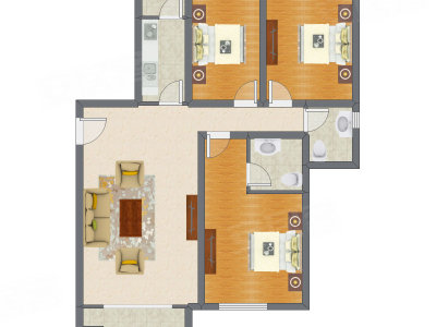 3室1厅 140.30平米
