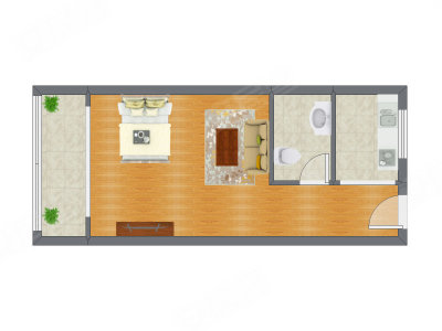 1室1厅 50.37平米户型图
