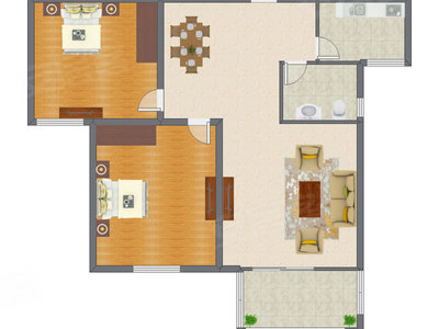 2室2厅 127.00平米