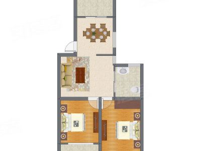 2室2厅 76.91平米