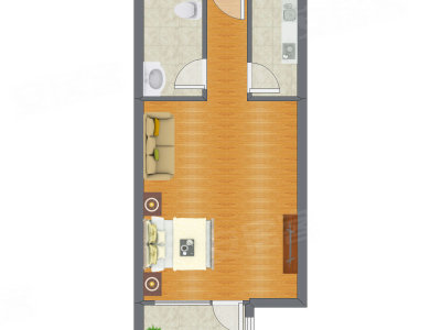 1室0厅 58.64平米户型图