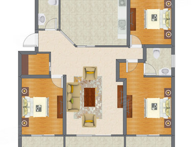 3室1厅 138.00平米户型图