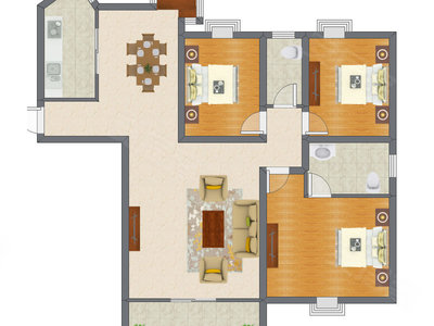 3室2厅 116.00平米