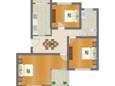 3室1厅 100.10平米