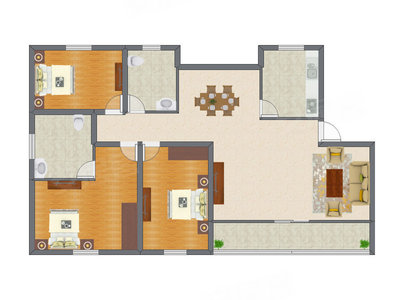 3室1厅 123.11平米