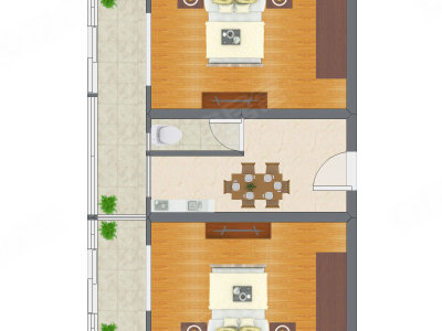 2室1厅 54.05平米户型图