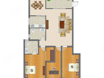 3室2厅 136.53平米户型图
